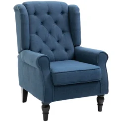 HOMCOM Button-Tufted Accent Chair With High Wingback, Rounded Cushioned Armrests And Thick Padded Seat -Homcom GUEST 004053f1 9031 4462 bd07 efb4d1608d14