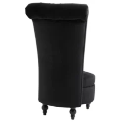 HOMCOM High Back Accent Chair, Upholstered Armless Chair, Retro Button-Tufted Royal Design With Thick Padding And Rubberwood Leg, Black -Homcom GUEST 0040f46e 7179 45e0 8d15 c5cca37eef65
