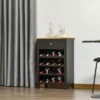 HOMCOM Modern Wine Rack, Storage Cabinet With 16-Bottle Wine Holder And Drawer For Living Room Or Home Bar, Dark Brown