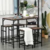HOMCOM 5-Piece Industrial Dining Table Set, Bar Table & 4 Stools Set, Space Saving For Pub & Kitchen, Black/Brown