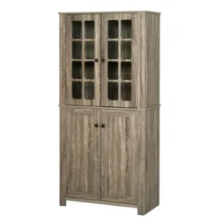 HOMCOM Freestanding Kitchen Pantry Storage With 2 Large Cabinets, 4 Shelves, Framed Glass Doors And Anti-Toppling Design -Homcom GUEST 033891ac 9ec1 4edc 97c7 3fac63e78189