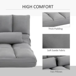 HOMCOM Convertible Floor Sofa Chair, Folding Couch Bed, Guest Chaise Lounge With 2 Pillows, Adjustable Backrest And Headrest -Homcom GUEST 04cff9ee 5d56 4ad1 8554 f765e6e35597