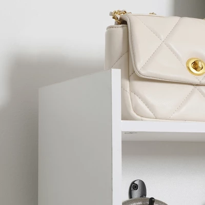 HOMCOM Modern Hall Tree, Entryway Coat Rack With Shoe Bench, 5 Hooks, Storage Shelf And Slatted Door Cabinet For Hallway, White 5 HOMCOM Modern Hall Tree, Entryway Coat Rack With Shoe Bench, 5 Hooks, Storage Shelf And Slatted Door Cabinet For Hallway, White - Image 5