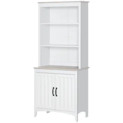 HOMCOM 70" Kitchen Buffet Hutch With 3-Tier Shelving, Freestanding Storage Pantry Cabinet With Adjustable Shelves, Countertop, White -Homcom GUEST 06986bda 9d97 4195 a543 ab799680187b