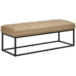HOMCOM 47.25" End Of Bed Bench With Channel Tufted Design, Upholstered Ottoman Bench With Steel Legs For Bedroom, Entryway, Brown -Homcom GUEST 0715fec2 05d8 4d56 99b2 69f600a6db4b