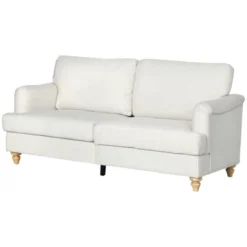 HOMCOM 3-Seater Sofa Couch, 71" Modern Linen Fabric Sofa With Rubber Wood Legs And Slatted Frame For Living Room, Bedroom And Apartment, Cream White -Homcom GUEST 076231e9 97f4 41ed a164 14fb5c454e6d