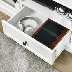 HOMCOM Modern TV Stand Cabinet For TVs Up To 60 Inches, Entertainment Center With Drawer And Glass Doors For Living Room, White 8 HOMCOM Modern TV Stand Cabinet For TVs Up To 60 Inches, Entertainment Center With Drawer And Glass Doors For Living Room, White -Homcom GUEST 07bc5b99 6cf9 4fac 81e5 61e32e0d7e0e