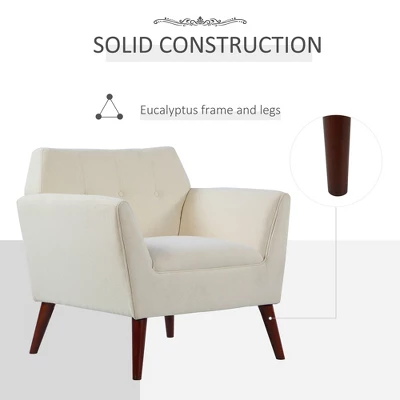 HOMCOM Traditional Living Room Chair, Armchair With Button Tufted Polygonal Straight Back, Single Sofa With Thick Padding 5 HOMCOM Traditional Living Room Chair, Armchair With Button Tufted Polygonal Straight Back, Single Sofa With Thick Padding - Image 5