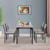 HOMCOM 5-Piece Dining Table Furniture Set Modern Industrial Table With 4 Chairs For Dining Room, Kitchen