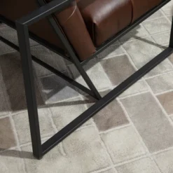 HOMCOM Mid-Century Modern Accent Chair Faux Leather Sofa Button Tufted Armchair With Metal Frame, Brown -Homcom GUEST 0e797602 a531 4c8d 894d e67a1a11340e