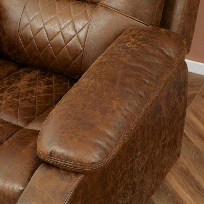 HOMCOM Overstuffed Manual Recliner Chair With Thick Sponge Padded Headrest And Armrest, And Rocking Function, Brown 5 HOMCOM Overstuffed Manual Recliner Chair With Thick Sponge Padded Headrest And Armrest, And Rocking Function, Brown - Image 5