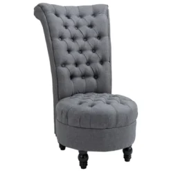 HOMCOM Retro High Back Armless Royal Accent Chair Fabric Upholstered Tufted Seat For Living Room, Dining Room And Bedroom -Homcom GUEST 0f406c3a b5eb 4568 8a0d 4c9616093e4a