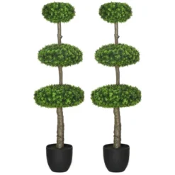 HOMCOM Set Of 2 Artificial Plants Home Decor Indoor & Outdoor Plants Fake Boxwood Topiary Trees In Pots, Faux Trees, 43.25" -Homcom GUEST 104fb2aa cfd3 4806 b8e7 26f305b78e11