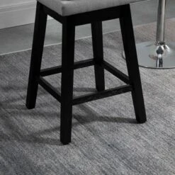 HOMCOM 28" Set Of 2 Swivel Bar Height Bar Stools, Armless Upholstered Barstools Chairs With Soft Padding Cushion And Wood Legs -Homcom GUEST 1098181a bcec 4c01 9f40 d9481fda00c5