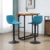 HOMCOM Adjustable Bar Stools Set Of 4, Swivel Bar Height Chairs Barstools Padded With Back For Kitchen, Counter, And Home Bar, Blue