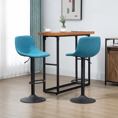 HOMCOM Adjustable Bar Stools Set Of 4, Swivel Bar Height Chairs Barstools Padded With Back For Kitchen, Counter, And Home Bar, Blue 1 HOMCOM Adjustable Bar Stools Set Of 4, Swivel Bar Height Chairs Barstools Padded With Back For Kitchen, Counter, And Home Bar, Blue