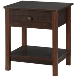 HOMCOM End Table With Drawer, Side Table With Top And Bottom Shelf For Small Spaces, Dark Brown -Homcom GUEST 13e7d136 b372 4e6e a2e5 d6fcde709c25