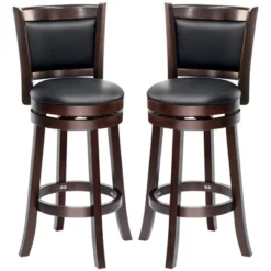 HOMCOM Classic Bar Stool Swivel Barstool With PU Leather Upholstered Mid-Back And Footrest, 30.25 Inch Seat Height, Set Of 2, Black -Homcom GUEST 1403beb2 9be9 4c3e ac47 f99531fec263