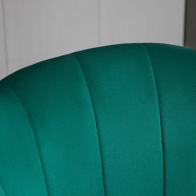 HOMCOM Retro Mid-Back Swivel Fabric Computer Desk Chair Height Adjustable With Metal Base, Leisure Task Chair On Rolling Wheels For Home Office, Green 4 HOMCOM Retro Mid-Back Swivel Fabric Computer Desk Chair Height Adjustable With Metal Base, Leisure Task Chair On Rolling Wheels For Home Office, Green - Image 4