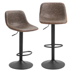 HOMCOM Adjustable Bar Stools Set Of 2, Swivel Bar Height Chairs Barstools Padded With Back For Kitchen, Counter, And Home Bar -Homcom GUEST 15bcee9f f67d 4b3f bd7f c46eebc0253a