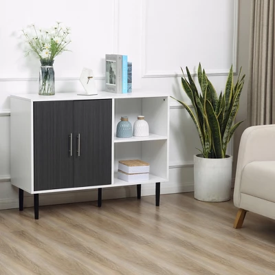 HOMCOM Storage Sideboard, Buffet Cabinet With Adjustable Shelf, Free Standing 2-Door Kitchen Cupboard For Dining Room, Hallway, Grey 1 HOMCOM Storage Sideboard, Buffet Cabinet With Adjustable Shelf, Free Standing 2-Door Kitchen Cupboard For Dining Room, Hallway, Grey