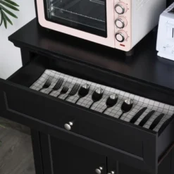 HOMCOM 71" Traditional Freestanding Kitchen Buffet With Hutch, Pantry Cabinet With 4 Doors, 3-Level Adjustable Shelves, And 1 Drawer, Black -Homcom GUEST 165115b7 15ea 48ff b545 a459272872c7