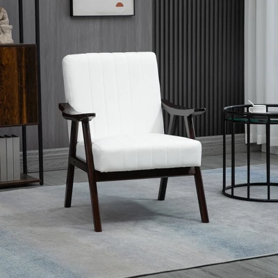 HOMCOM Accent Chair With Softness & Support, Upholstered Arm Chair For Living Room Furniture, Comfy Chair For Bedroom, Living Room Chair, Cream White 2 HOMCOM Accent Chair With Softness & Support, Upholstered Arm Chair For Living Room Furniture, Comfy Chair For Bedroom, Living Room Chair, Cream White - Image 2