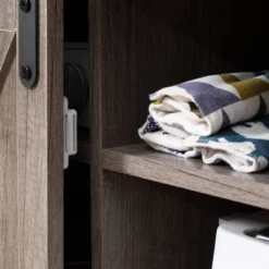 HOMCOM Farmhouse Buffet Cabinet, Kitchen Sideboard, Coffee Bar Cabinet With Sliding Barn Door And Adjustable Shelf For Living Room, Gray -Homcom GUEST 19bd4ee4 defb 4b04 855a 95282fc8cc50