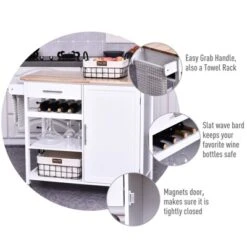 HOMCOM 4-Tier Rolling Kitchen Island Utility Trolley Serving Cart Kitchen Storage Cart W/ Butcher Block Countertop, Drawer -Homcom GUEST 1b65d270 c02d 409b 8904 8592ce34dd39