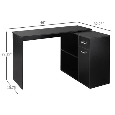 HomCom L-Shaped Computer Desk Workstation With Rotating Storage Shelves And Drawer 4 HomCom L-Shaped Computer Desk Workstation With Rotating Storage Shelves And Drawer - Image 4