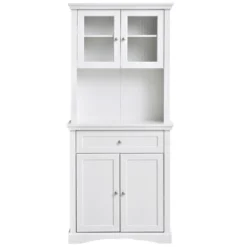HOMCOM 71" Traditional Freestanding Kitchen Buffet With Hutch, Pantry Cabinet With 4 Doors, 3-Level Adjustable Shelves, And 1 Drawer, White -Homcom GUEST 1ea84e12 f1c7 4707 9b0a 79339bf588d7