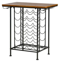 HOMCOM 24-Bottle Industrial Modern Wine Rack Table, Freestanding 6 Tier Wine Bottle Organizer With Glass Stemware Holder , Natural / Black -Homcom GUEST 1f3f1847 1431 4d52 ae82 e932e5bf1056