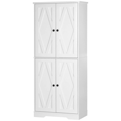 HOMCOM 70.75" Farmhouse Tall Kitchen Pantry Storage Cabinet, Freestanding Cabinets With Doors And Shelves, Kitchen Shelf Storage With 4 Tiers, White 3 HOMCOM 70.75" Farmhouse Tall Kitchen Pantry Storage Cabinet, Freestanding Cabinets With Doors And Shelves, Kitchen Shelf Storage With 4 Tiers, White - Image 3