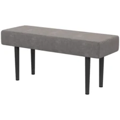 HOMCOM 39.25" End Of Bed Bench, Upholstered Entryway Bench With Steel Legs, Bedroom Bench, Gray -Homcom GUEST 1ffa14eb d793 433e 9345 fd22212a063d