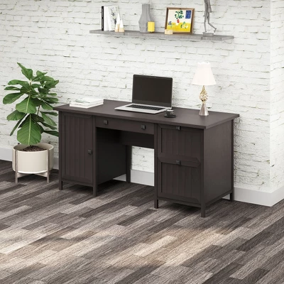 HOMCOM Vintage Executive Computer Desk, Home Office Work Station, Student Table With Cabinet & 3 Drawers For Hanging Files 2 HOMCOM Vintage Executive Computer Desk, Home Office Work Station, Student Table With Cabinet & 3 Drawers For Hanging Files - Image 2