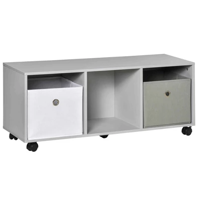 HOMCOM Kids Toy Chest With Cloth Drawers, Cabinet Storage Organizer Children Display Shelf For Toys, Clothes, Or Books For Bedroom With Wheels 6 HOMCOM Kids Toy Chest With Cloth Drawers, Cabinet Storage Organizer Children Display Shelf For Toys, Clothes, Or Books For Bedroom With Wheels - Image 6