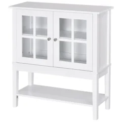 HOMCOM Kitchen Credenza & Sideboard Buffet Cabinet With 2 Glass Doors & Storage Shelves -Homcom GUEST 27fd67c6 b20f 41cb 8a99 163a8682c2bf