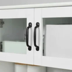 HOMCOM Freestanding Kitchen Pantry, 4-Door Buffet Cabinet With Hutch, Coffee Bar With Adjustable Shelves, 63.5 Inches, White -Homcom GUEST 280f6d6f 7549 46dc 9872 58e221f9506c