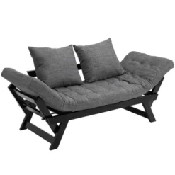 HOMCOM Single Person 3 Position Convertible Chaise Lounger Sofa Bed With 2 Large Pillows And Oak Frame -Homcom GUEST 28ad0994 ced0 4988 a3bb e264d0b6b204