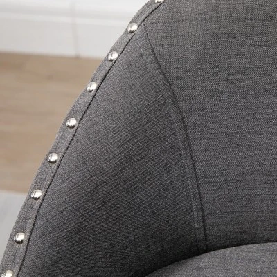 HOMCOM Bar Stools Set Of 2, Linen Fabric Kitchen Counter Stools With Nailhead Trim, Rubber Wood Legs And Footrest For Dining Room, Counter, Pub 5 HOMCOM Bar Stools Set Of 2, Linen Fabric Kitchen Counter Stools With Nailhead Trim, Rubber Wood Legs And Footrest For Dining Room, Counter, Pub - Image 5