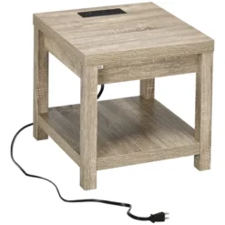 HOMCOM Storage End Table With Charging Station, Small Side Table For Small Spaces, Wood End Table With USB Ports And Outlets, Living Room Furniture -Homcom GUEST 29d5c37f 3c7f 4add 98af 130b455775fc