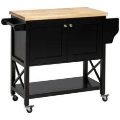 HOMCOM Rolling Kitchen Island On Wheels, Utility Serving Cart With Rubberwood Top, Towel Rack, Spice Rack And Storage Cabinet 12 HOMCOM Rolling Kitchen Island On Wheels, Utility Serving Cart With Rubberwood Top, Towel Rack, Spice Rack And Storage Cabinet -Homcom GUEST 2a10045d e20a 44d7 8e53 9980a829aef9