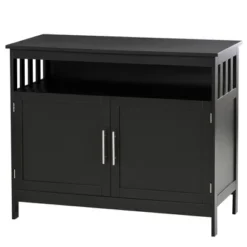 HOMCOM Kitchen Sideboard, Buffet Cabinet, Wooden Storage Console Table With 2-Level Cabinet And Open Shelf, Black -Homcom GUEST 2a34b615 4ece 4e5d 9f89 f815e094b1e0