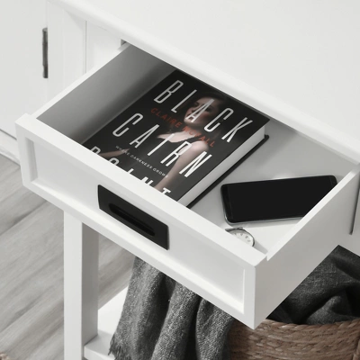 HOMCOM Console Table With 2 Storage Drawers And Open Shelf, Modern Sofa Table For Hallway, Living Room, Or Bedroom, White 5 HOMCOM Console Table With 2 Storage Drawers And Open Shelf, Modern Sofa Table For Hallway, Living Room, Or Bedroom, White - Image 5