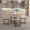 HOMCOM 5 Piece Dining Table Set, Square Kitchen Table Set With Stools For Small Space, Breakfast Nook