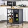 HOMCOM Utility Kitchen Cart, Rolling Kitchen Island Storage Trolley With Rack, Shelves, Drawer And Cabinet, Gray