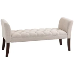 HOMCOM End Of Bed Bench With Button Tufted Design, Upholstered Bench With Arms And Solid Wood Legs For Bedroom -Homcom GUEST 2f643f61 4302 4dcb a1da 153263cd8445