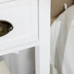 HOMCOM 2-Tier Side Table With Drawer, Narrow End Table With Bottom Shelf, For Living Room Or Bedroom, Set Of 2, White -Homcom GUEST 2f7f3cca 99a0 46af 88f3 5f471bb4c375