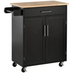 HOMCOM Kitchen Island Cart Rolling Trolley Cart With Drawer, Storage Cabinet & Towel Rack -Homcom GUEST 304a6ea5 a108 4c61 92ea 3d664919accf