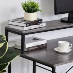 HOMCOM 55 Inch Home Office Computer Desk Study Writing Workstation With Storage Shelves, Elevated Monitor Shelf, CPU Stand 10 HOMCOM 55 Inch Home Office Computer Desk Study Writing Workstation With Storage Shelves, Elevated Monitor Shelf, CPU Stand -Homcom GUEST 30d128bd 19ed 4c5e 9b31 4d3c0dfc361c